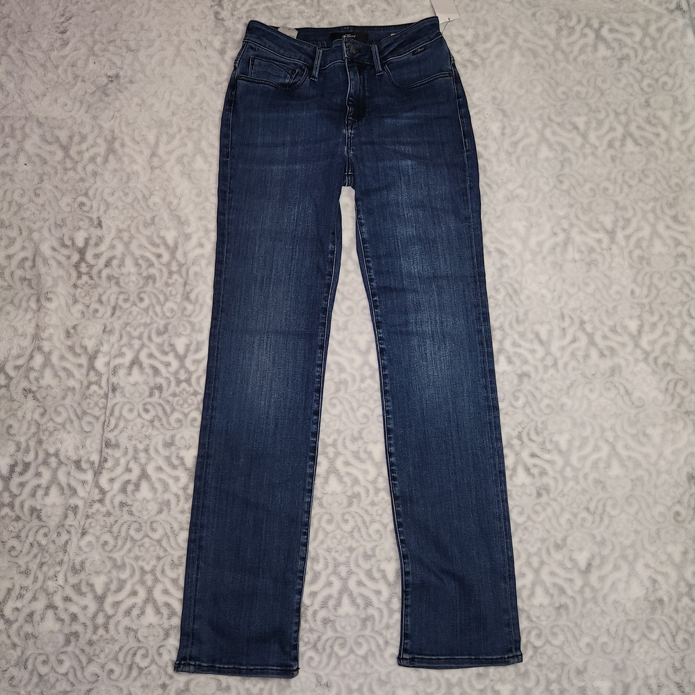 Womens Mavi Blue High Rise Straight Leg Jeans
